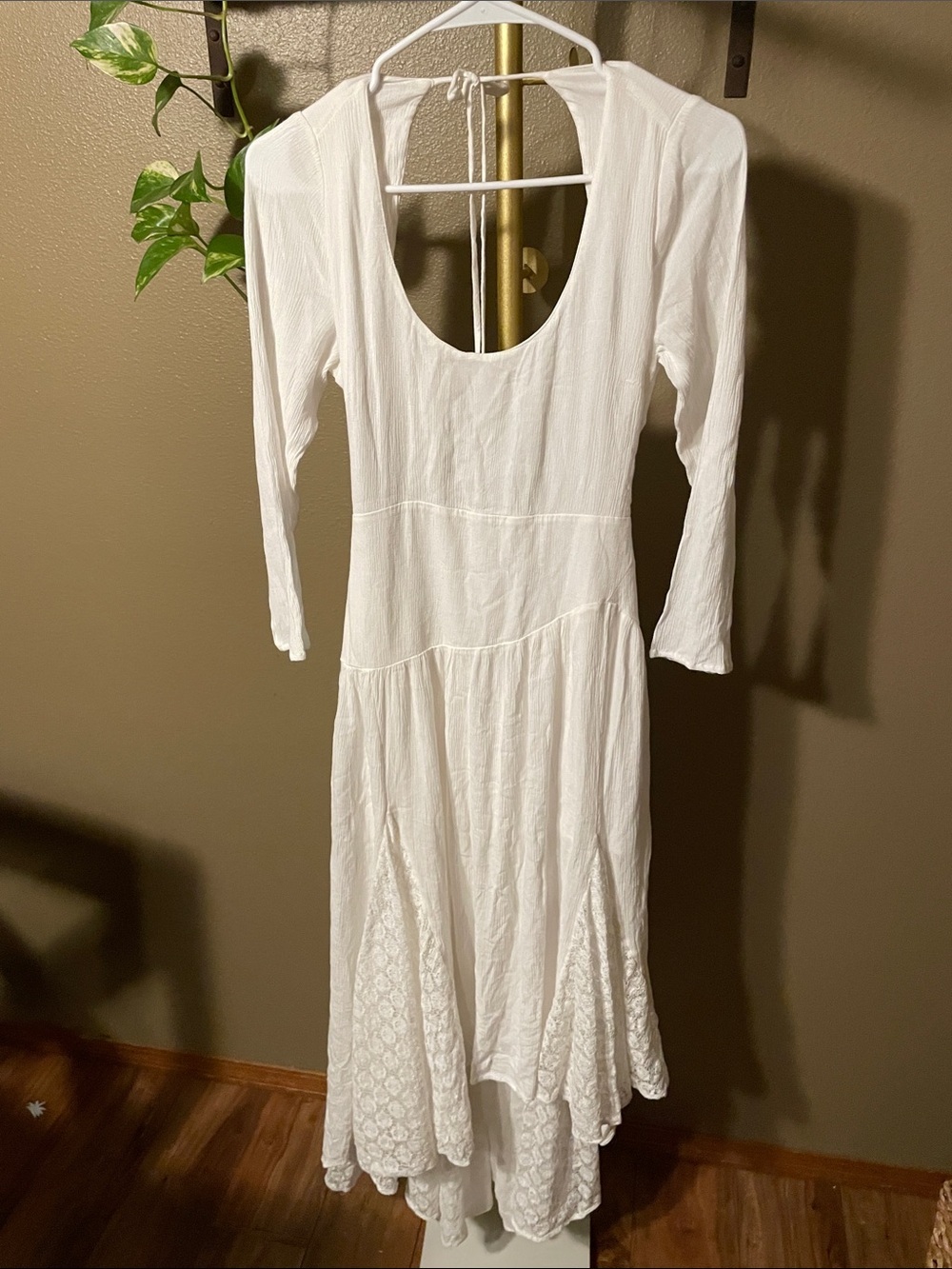 NWY Free People Ivory Open-Back Maxi Dress with Lace Panels - Picture 4 of 10